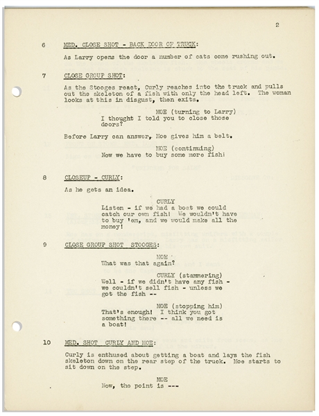 Moe Howard's Personally Owned Script for the 1945 Three Stooges Film ''Booby Dupes''